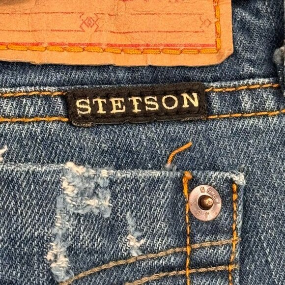 Stetson Womens Classic Bootcut Jeans No.816 Size 14 Long Distressed Denim - Picture 3 of 16